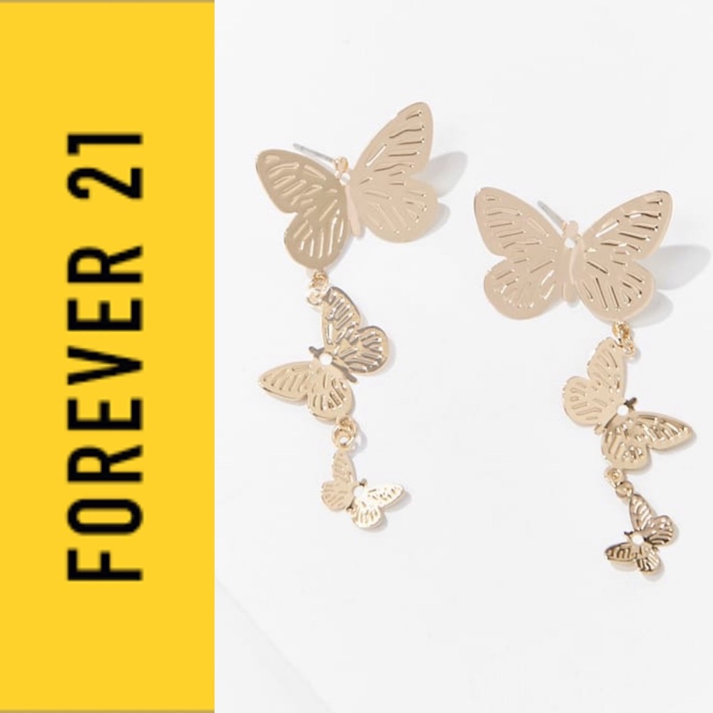 Forever 21 butterfly drop earrings